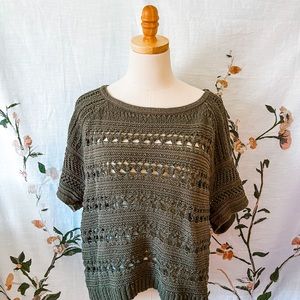 AE Green Knit Short Sleeve Sweater